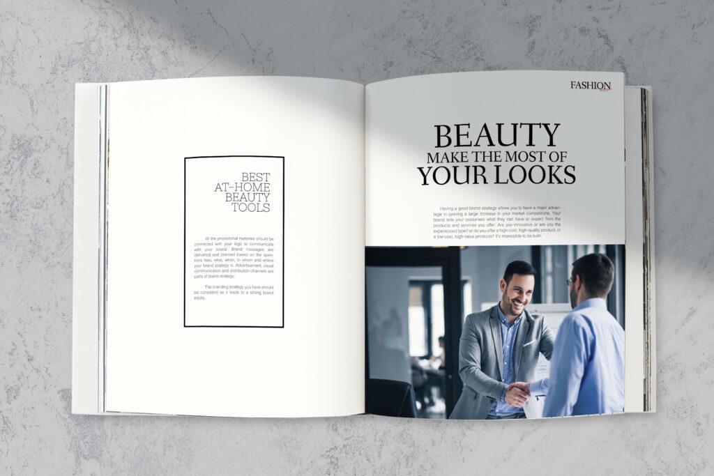 Magazine mockup with beauty tools